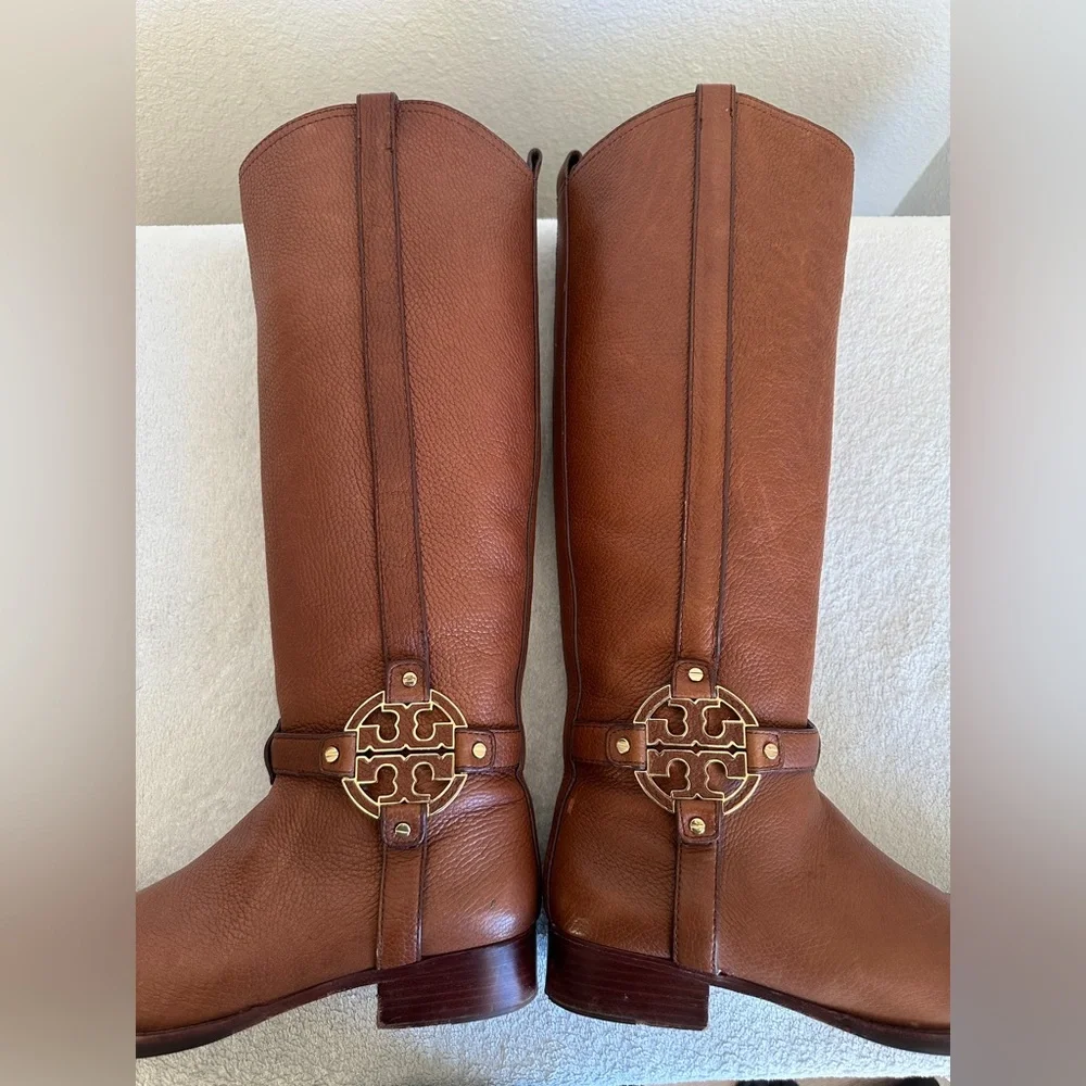 Tory Burch Amanda Riding Boots 9.5‎ M brown leather